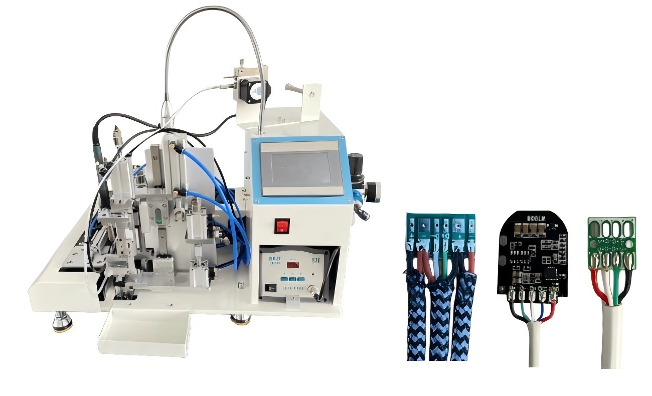 Semi-Automatic Wire Stripping and Soldering Machine 1 Semi-automatic wire stripping and soldering machine for cable harness assembly