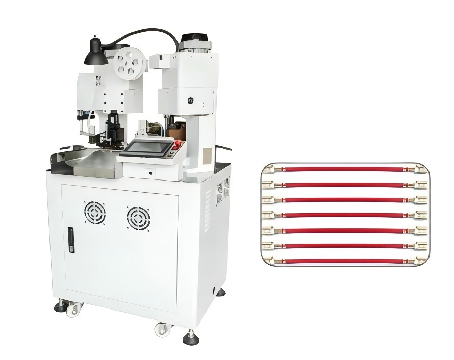 Wire cutting&stripping &double heads crimping machine 1 Automatic wire cutting stripping and double head crimping machine